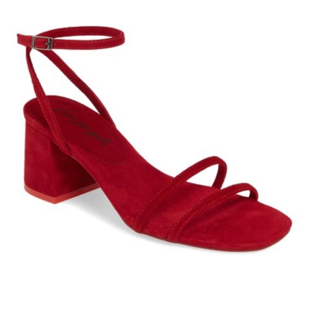 Free People Gabby Red Suede Block Heels size 39